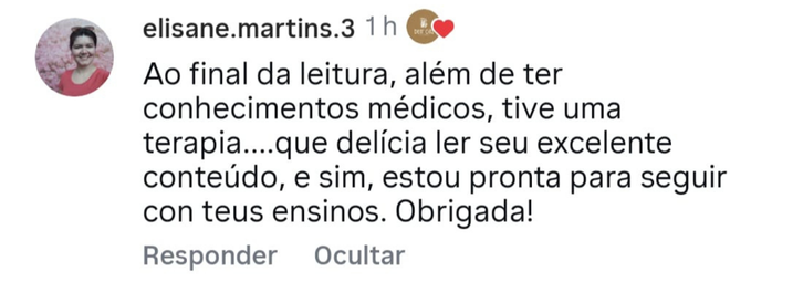 Depoimento real recebido sobre o material Mais Cabelo Mais Saúde
